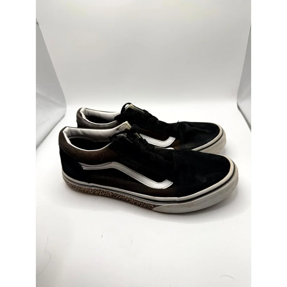 VANS Old Skool Leopard Sidewall Unisex Kids 5 Sneaker Black Low‎ Top Skate Shoes